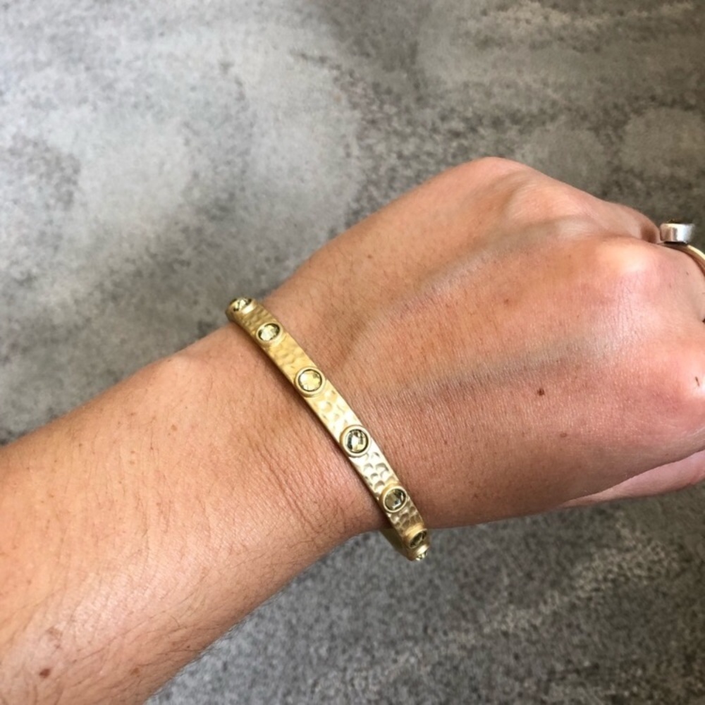 Marlyn Schiff Crystal Gold Tone Bangle Bracelet